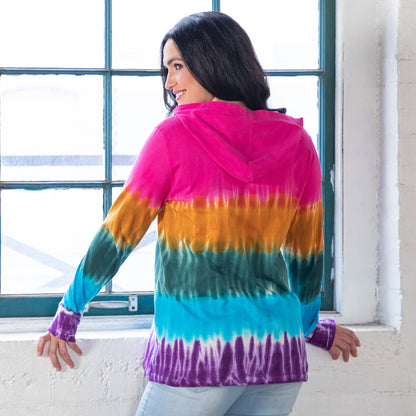 Rainbow Tie-Dye Hooded Tunic