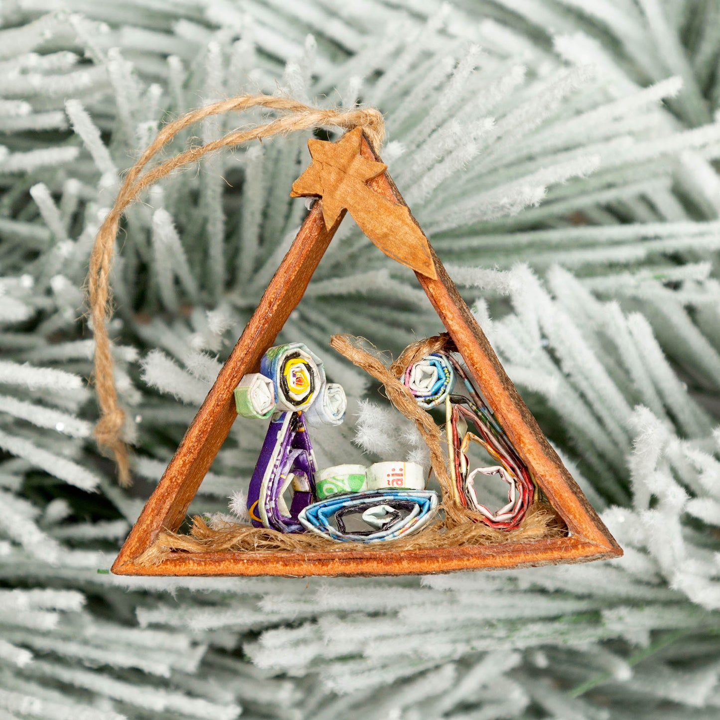 Recycled Magazine & Cinnamon Ornament