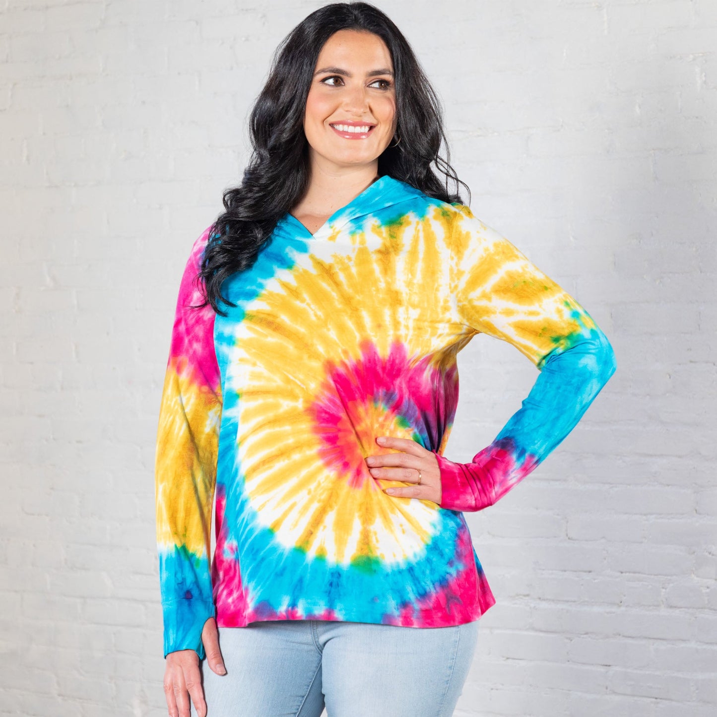 Rainbow Tie-Dye Hooded Tunic