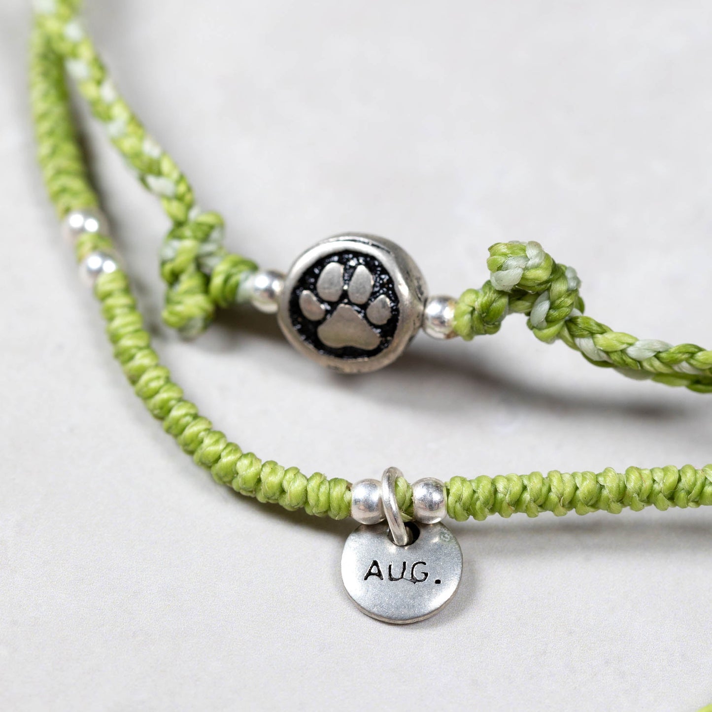 Paw Print Birthstone Anklet Set