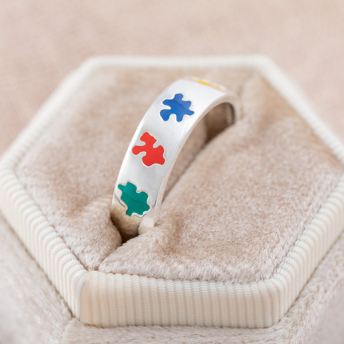 Puzzle Piece Autism Awareness Sterling Ring