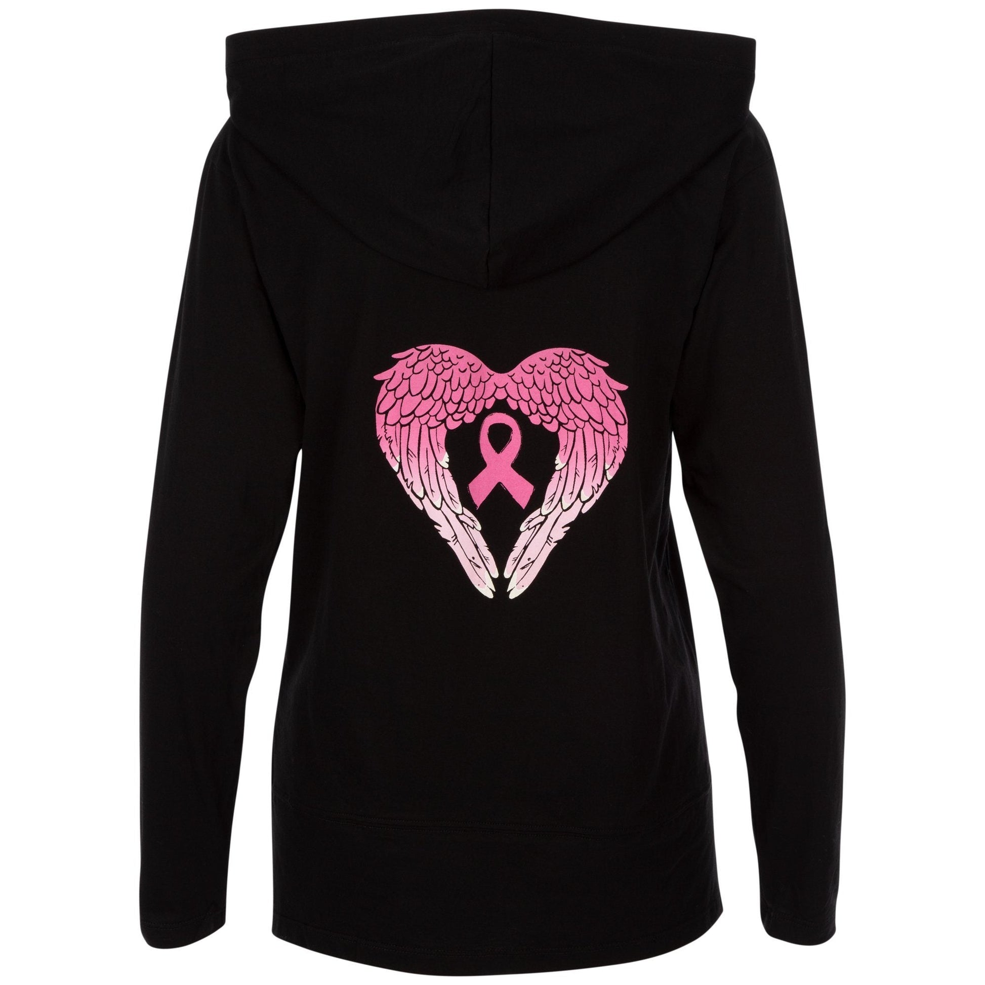 Wings Of An Angel Pink Ribbon Hooded Lightweight Tunic