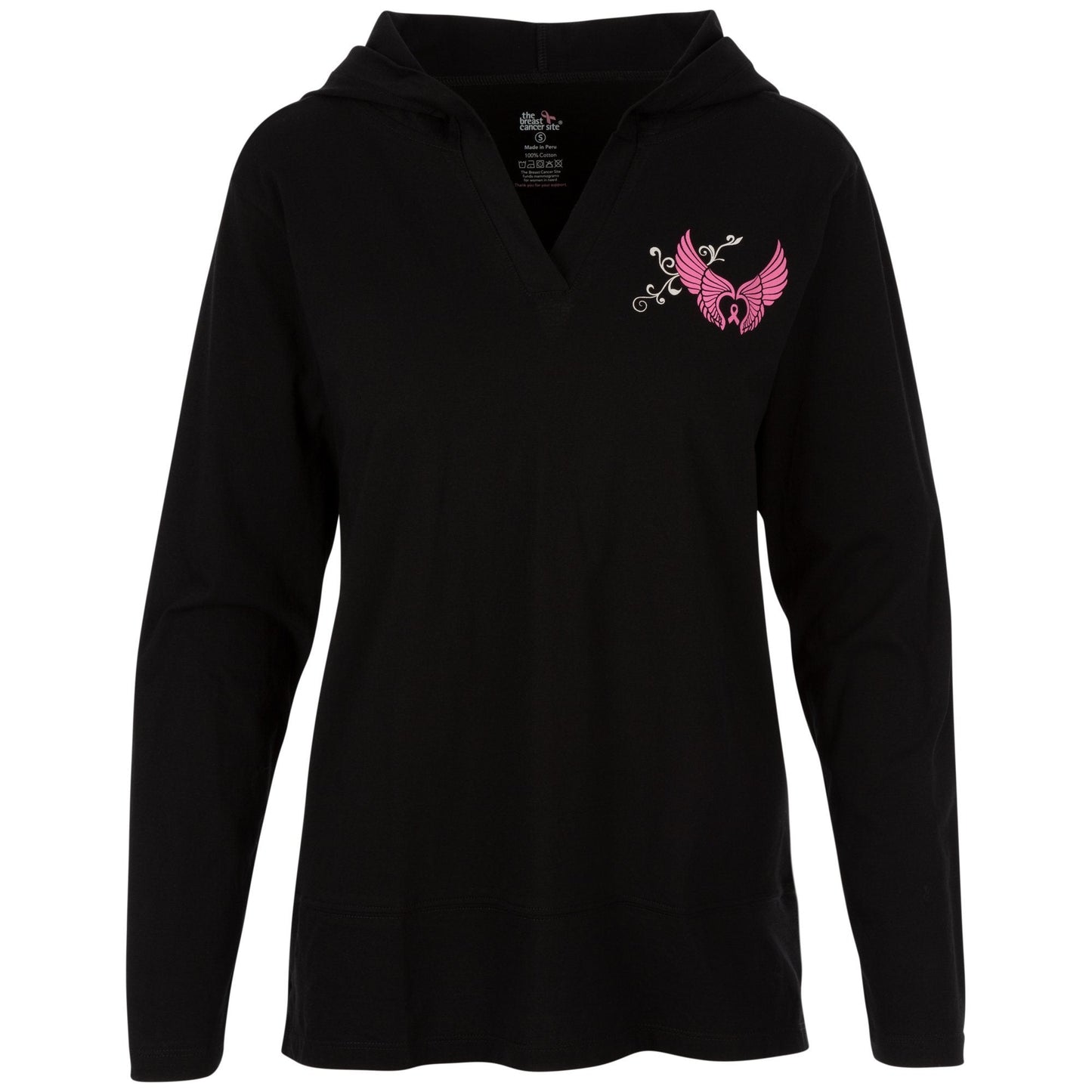 Wings Of An Angel Pink Ribbon Hooded Lightweight Tunic