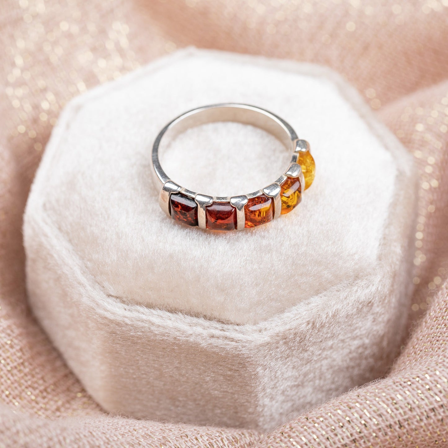 Amber Ombre & Sterling Ring