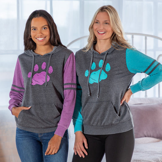 Purple Paw Stripe Burnout Pullover Hoodie