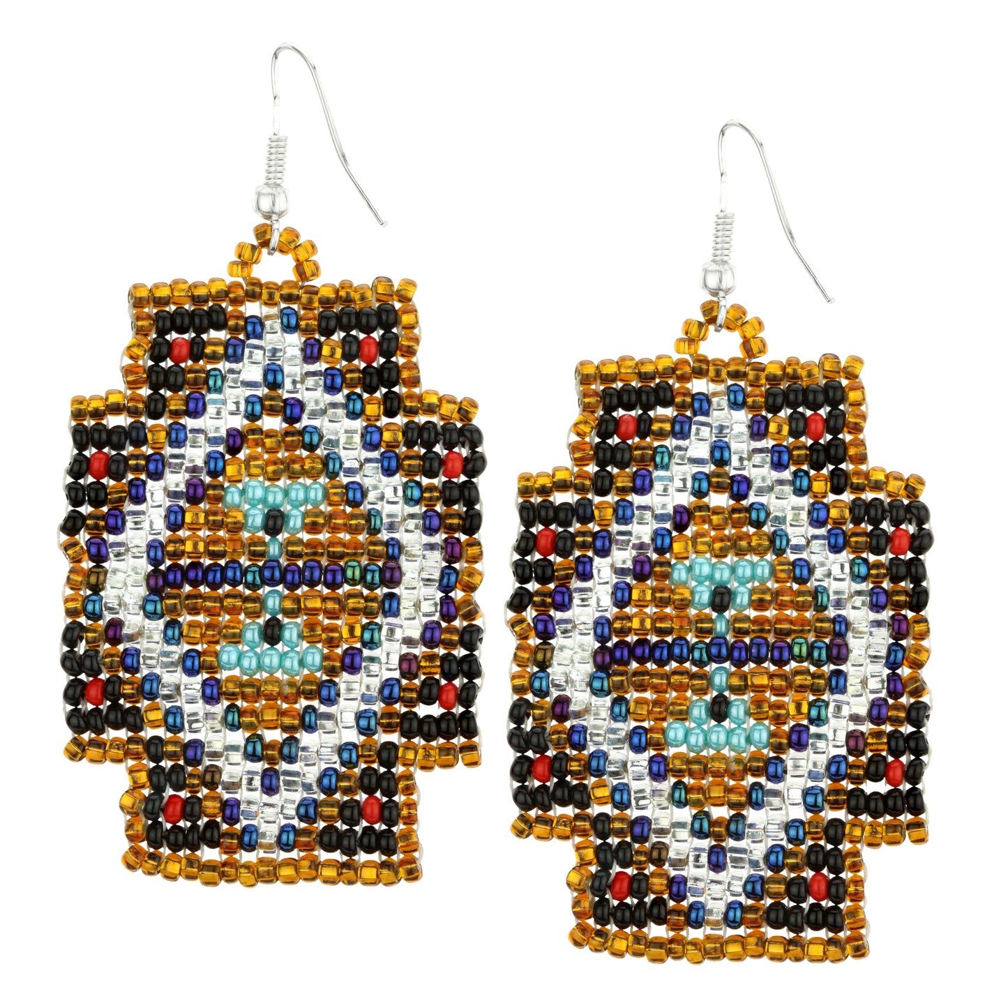 Mayan Pyramid Beaded Earrings