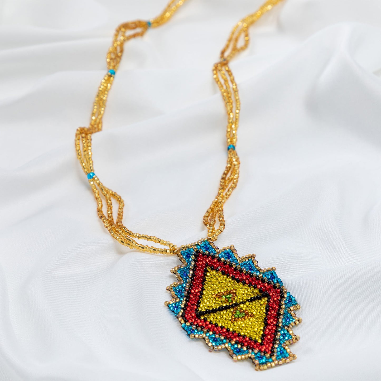 Mayan Pyramid Beaded Pendant Necklace