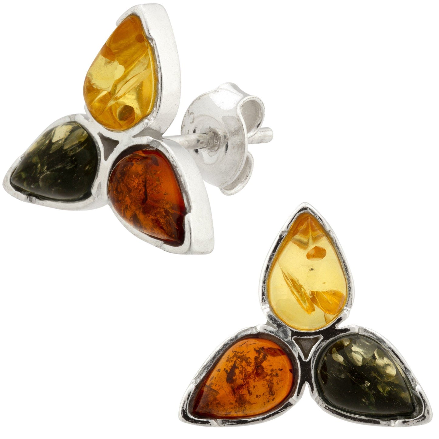 Trinity Amber & Sterling Earrings