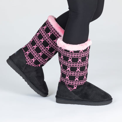 Pink Ribbon Knit Boots