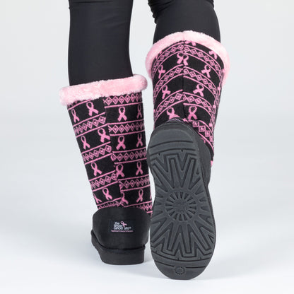 Pink Ribbon Knit Boots