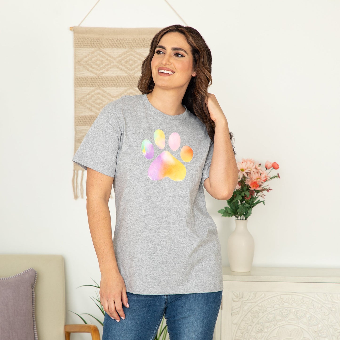 Rainbow Watercolor Paw T-Shirt