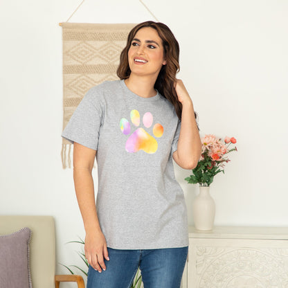 Rainbow Watercolor Paw T-Shirt