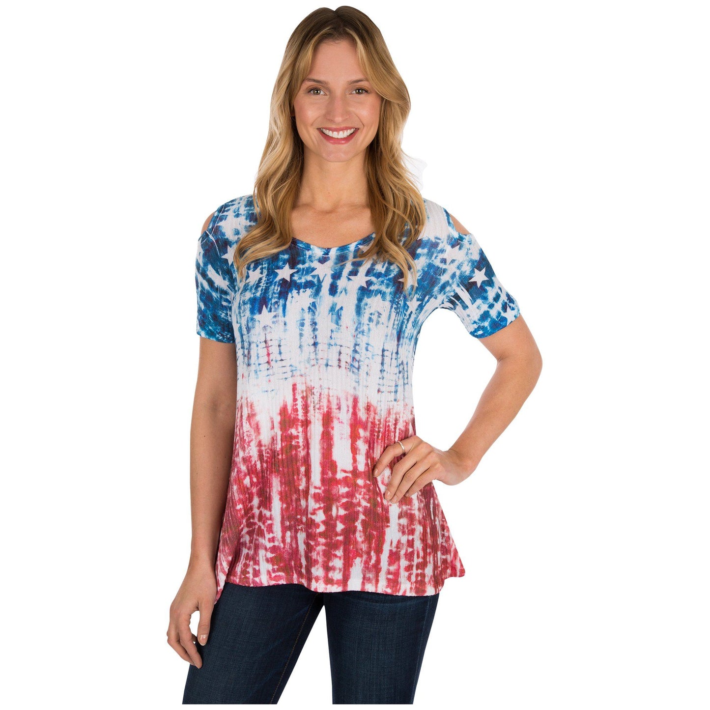 Tie-Dye Americana Cold Shoulder Top