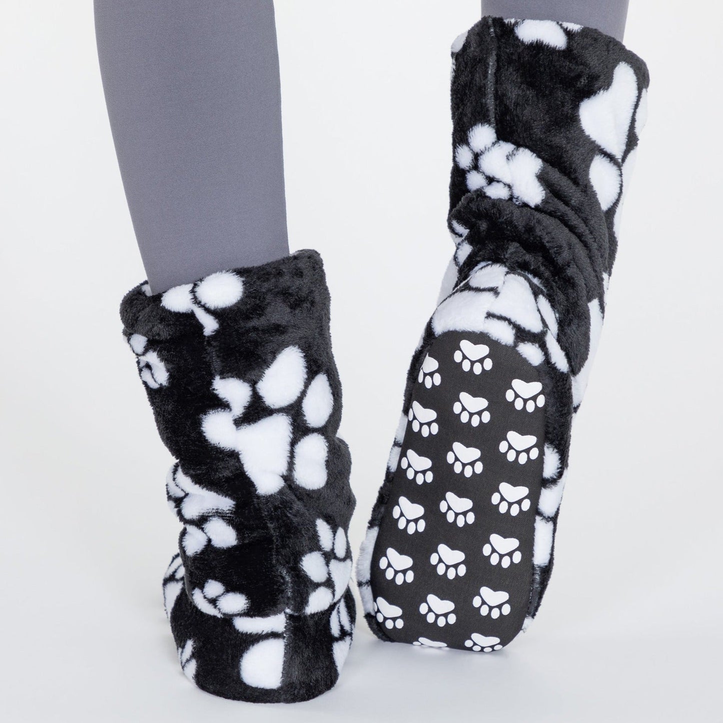 Super Cozy&trade; Paw Print Fleece Slipper Booties