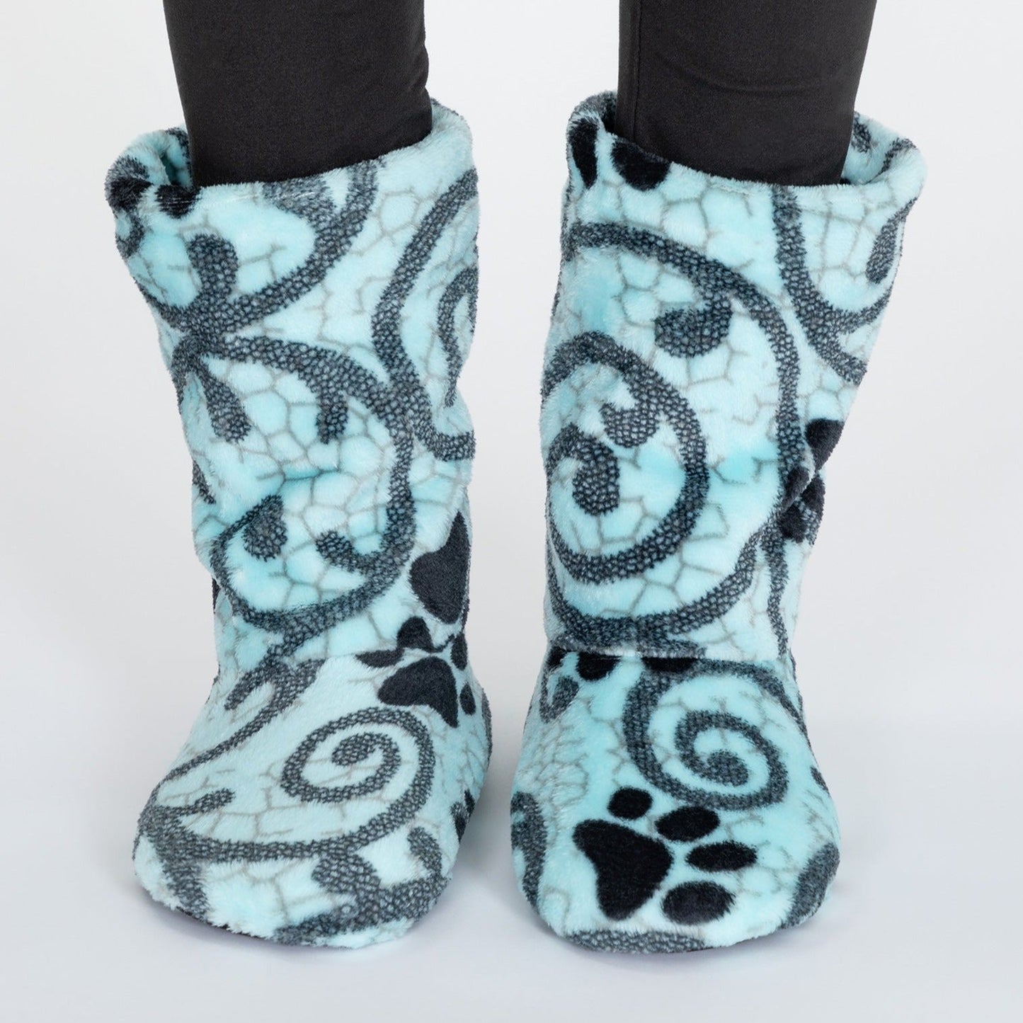 Super Cozy&trade; Paw Print Fleece Slipper Booties