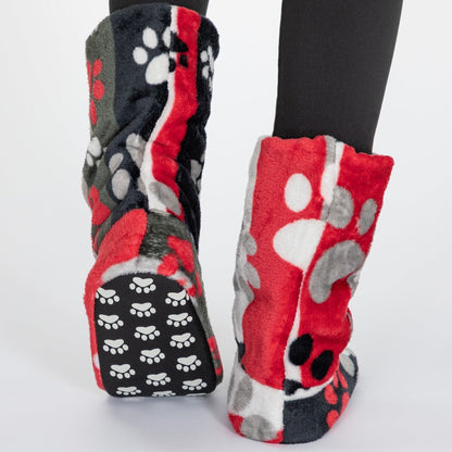 Super Cozy&trade; Paw Print Fleece Slipper Booties