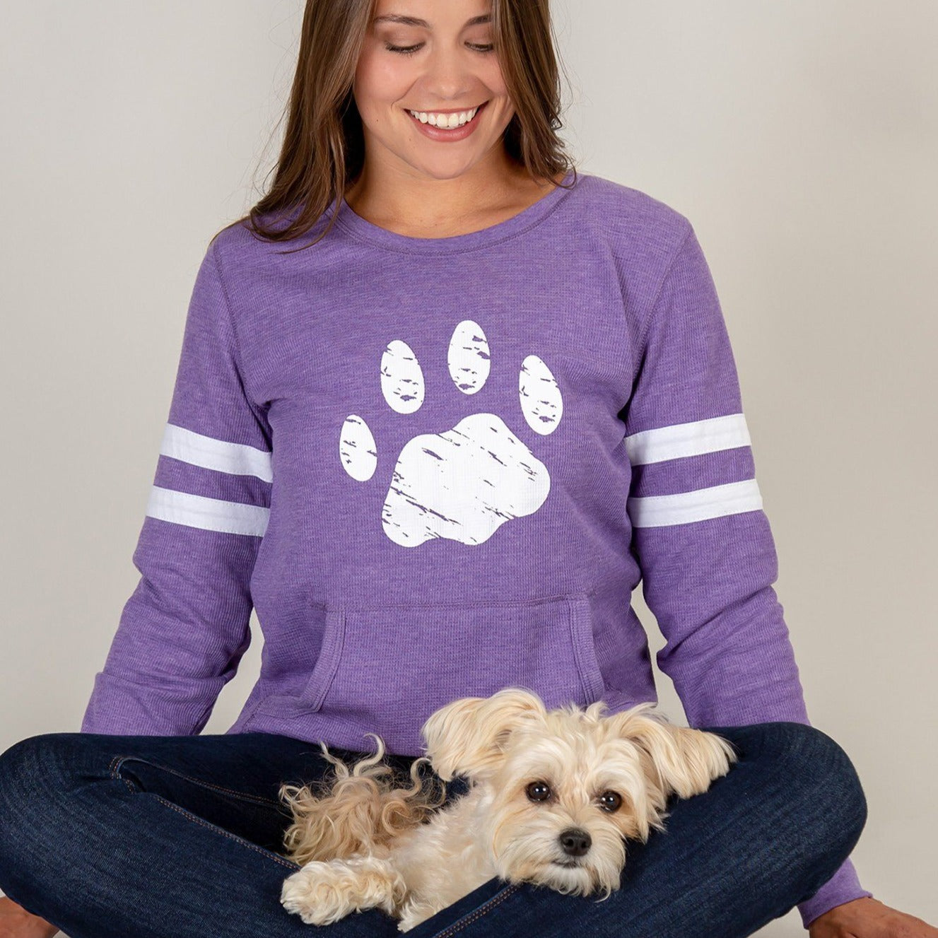 Paw Stripe Thermal Long Sleeve Top