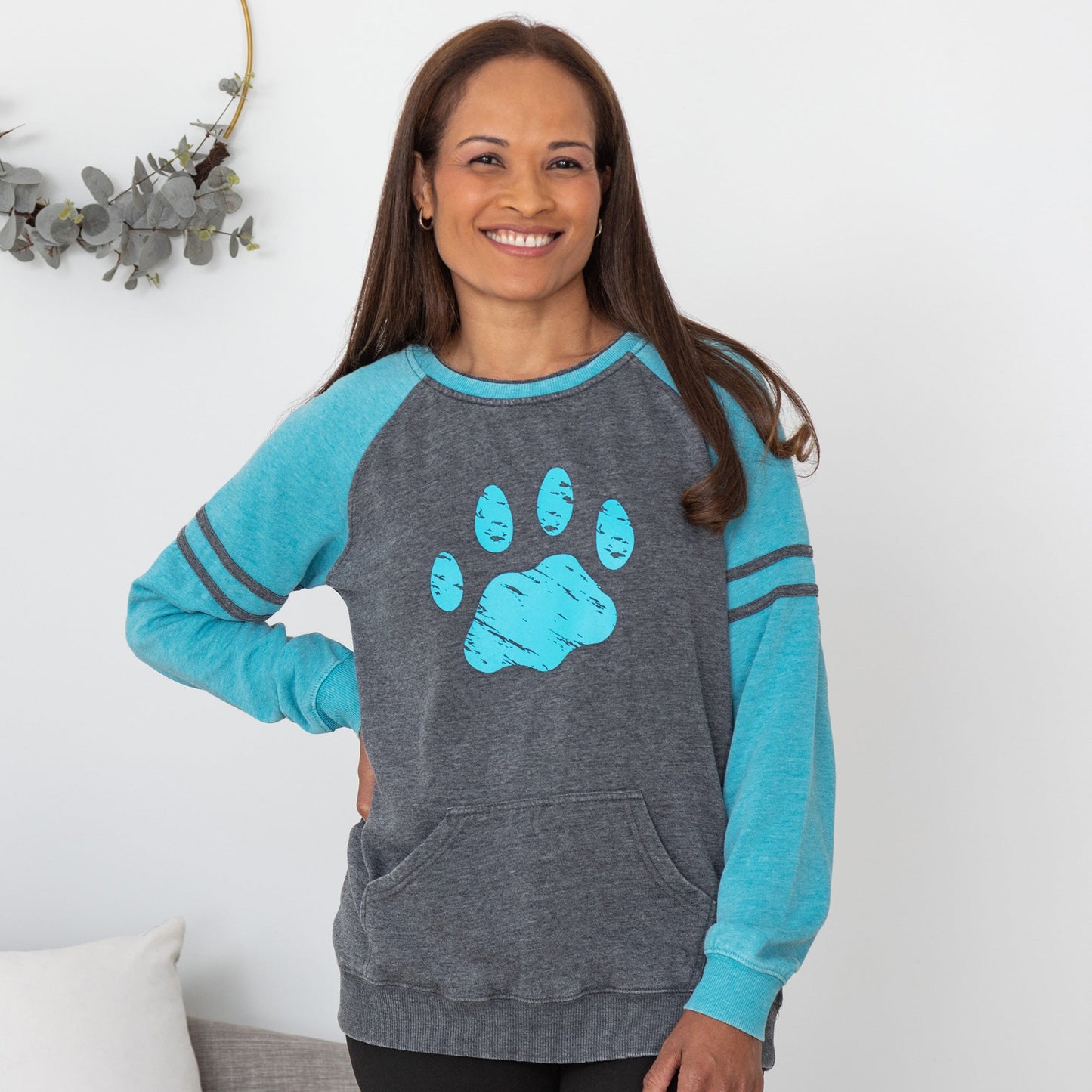 Paw Stripe Burnout Crewneck Sweatshirt