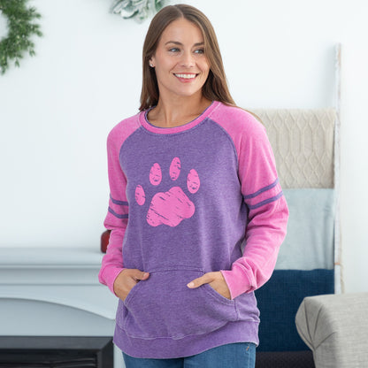 Paw Stripe Burnout Crewneck Sweatshirt