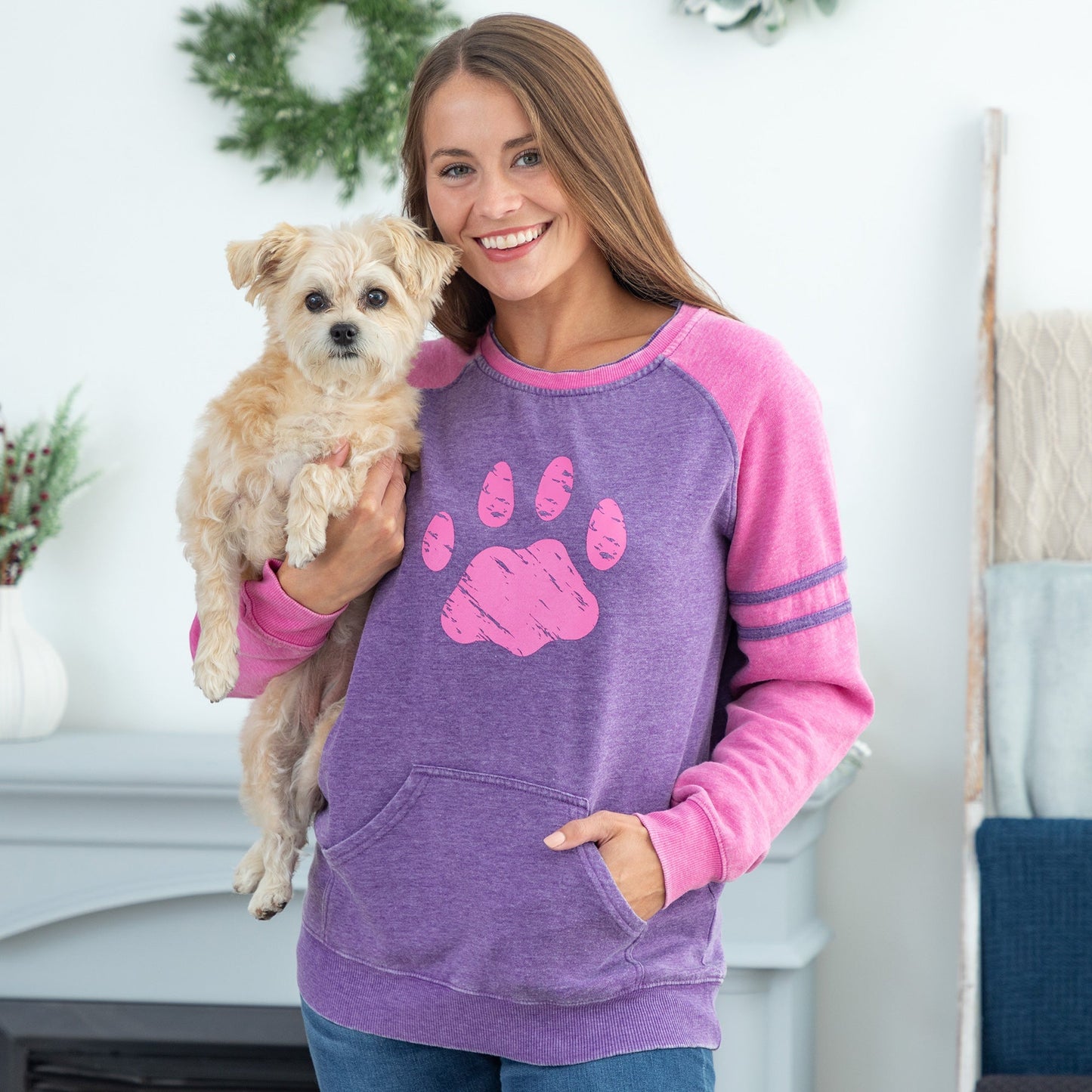 Paw Stripe Burnout Crewneck Sweatshirt