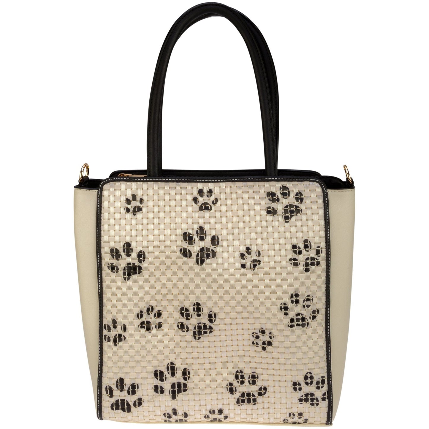 Woven Paw Print Crossbody Tote