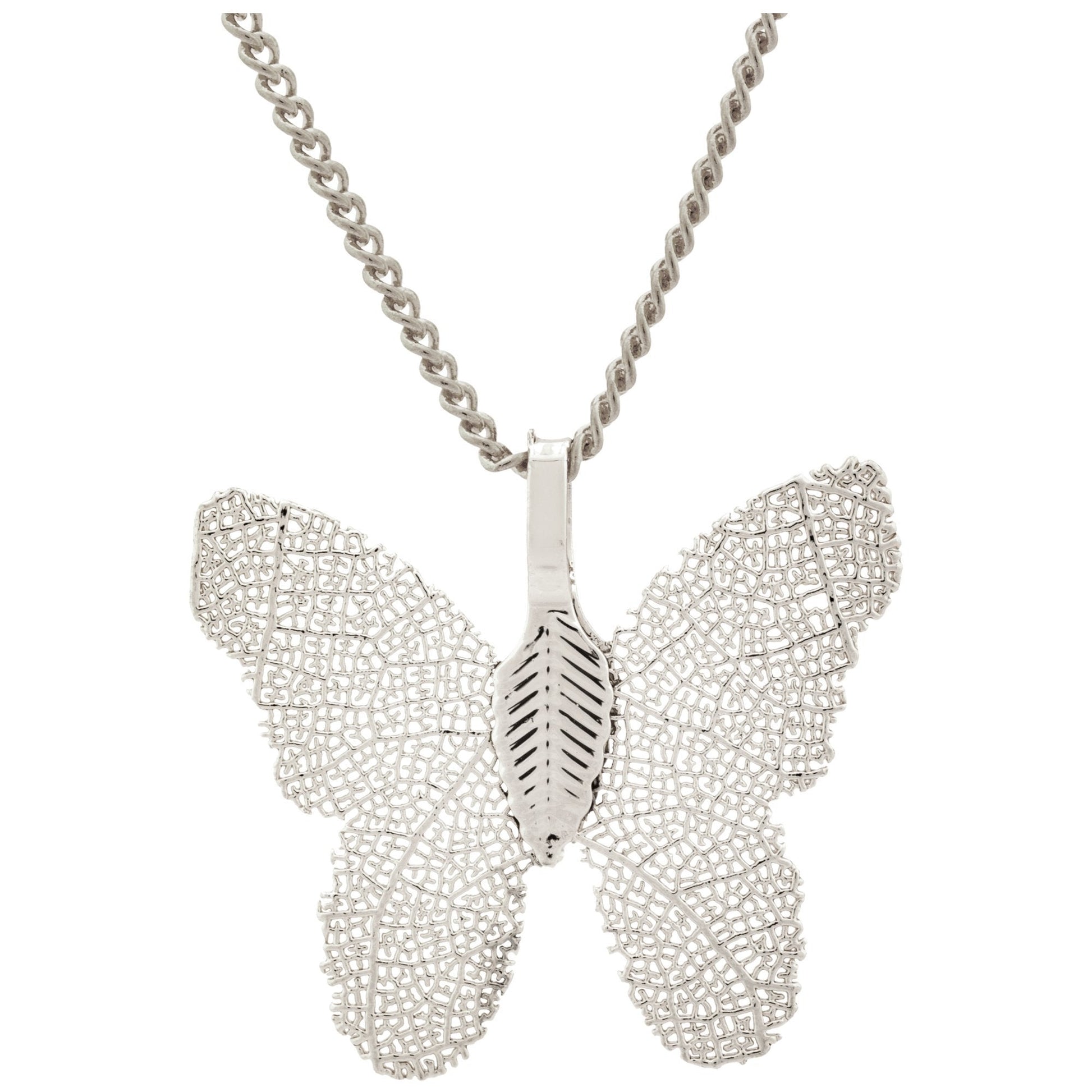 Lustrous Leaf Butterfly Necklace