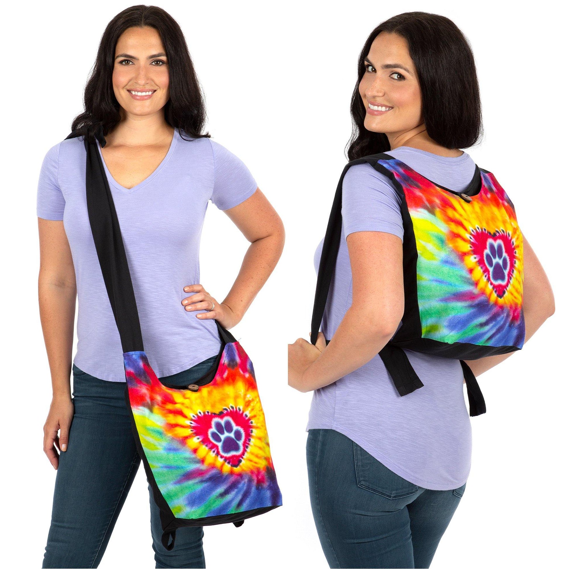 Tie-Dye Paw & Heart Convertible Backpack