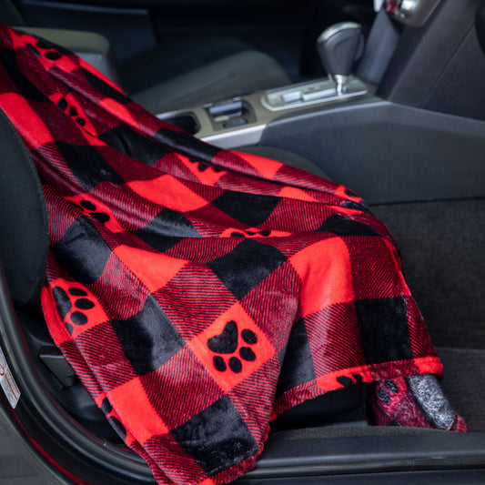 Super Cozy™ Paw Print Travel Blanket