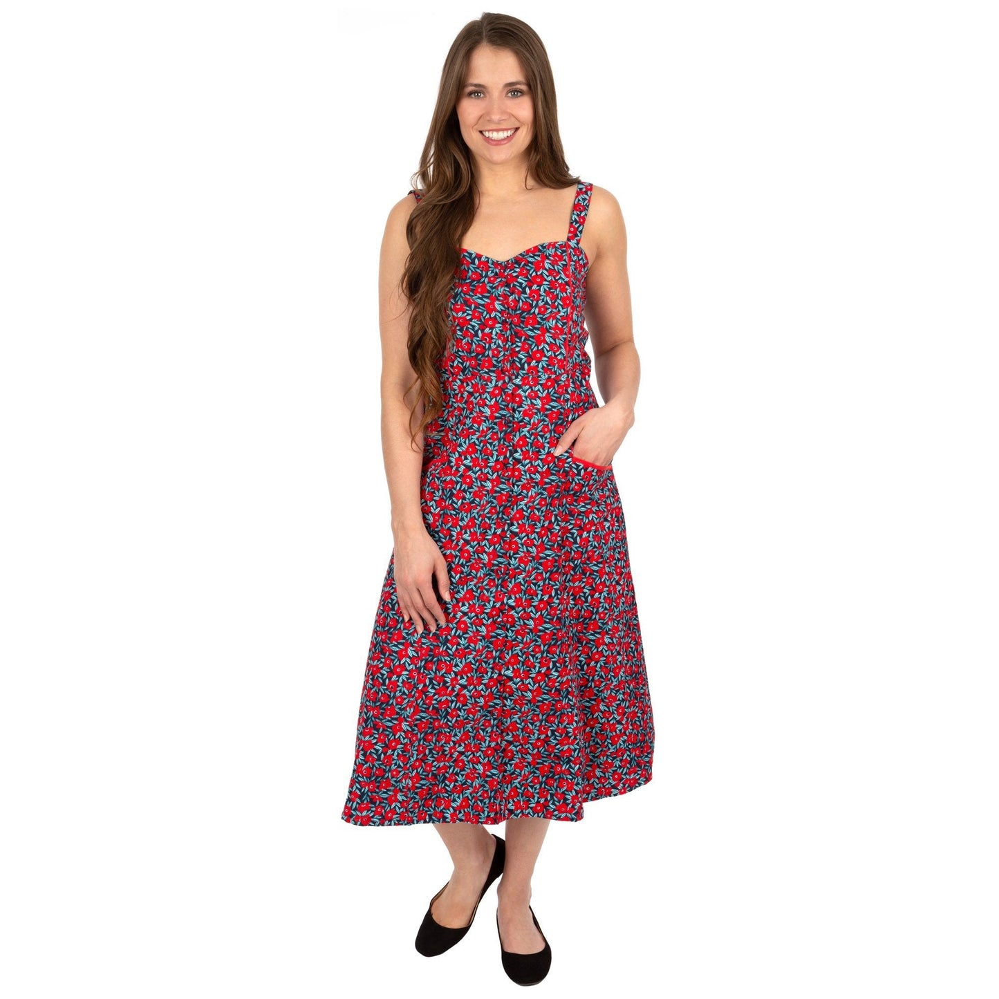 Aloha Red Poppies Midi Dress