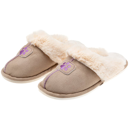 Paw Print Faux Fur Slide Slippers