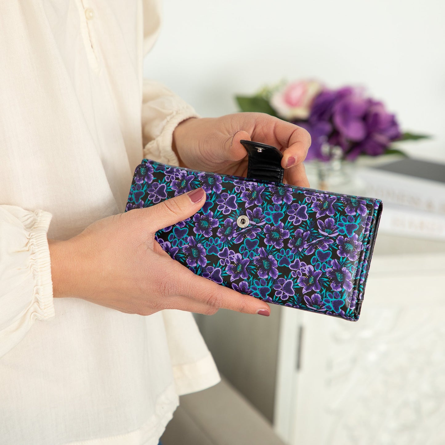 Midnight Floral Paw Print Bags