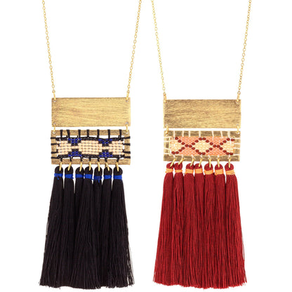 Boho Tassel & Bead Necklace