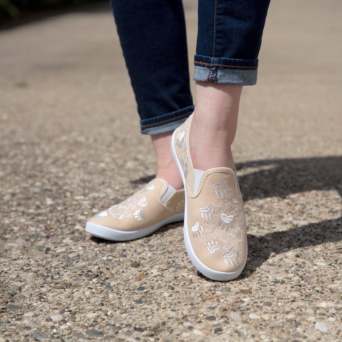 Paws Aplenty Embroidered Canvas Slip-On Shoes