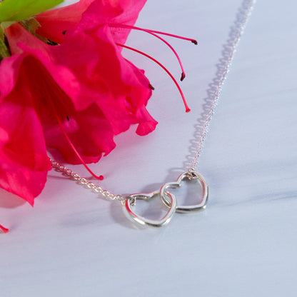 Two Hearts Sterling Silver Necklace