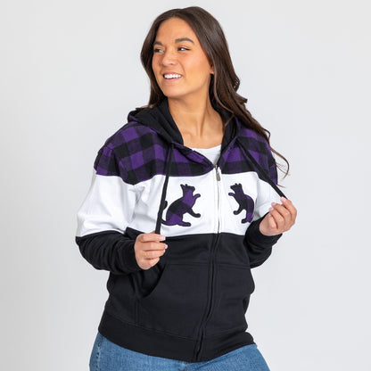 Paw Print Plaid Zip Hoodie