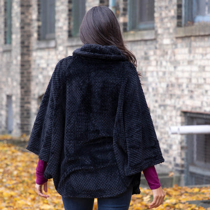 Embroidered Paw Fleece Poncho