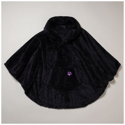 Embroidered Paw Fleece Poncho