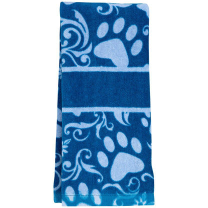 Beautiful Blues Paw Print Bath Towel