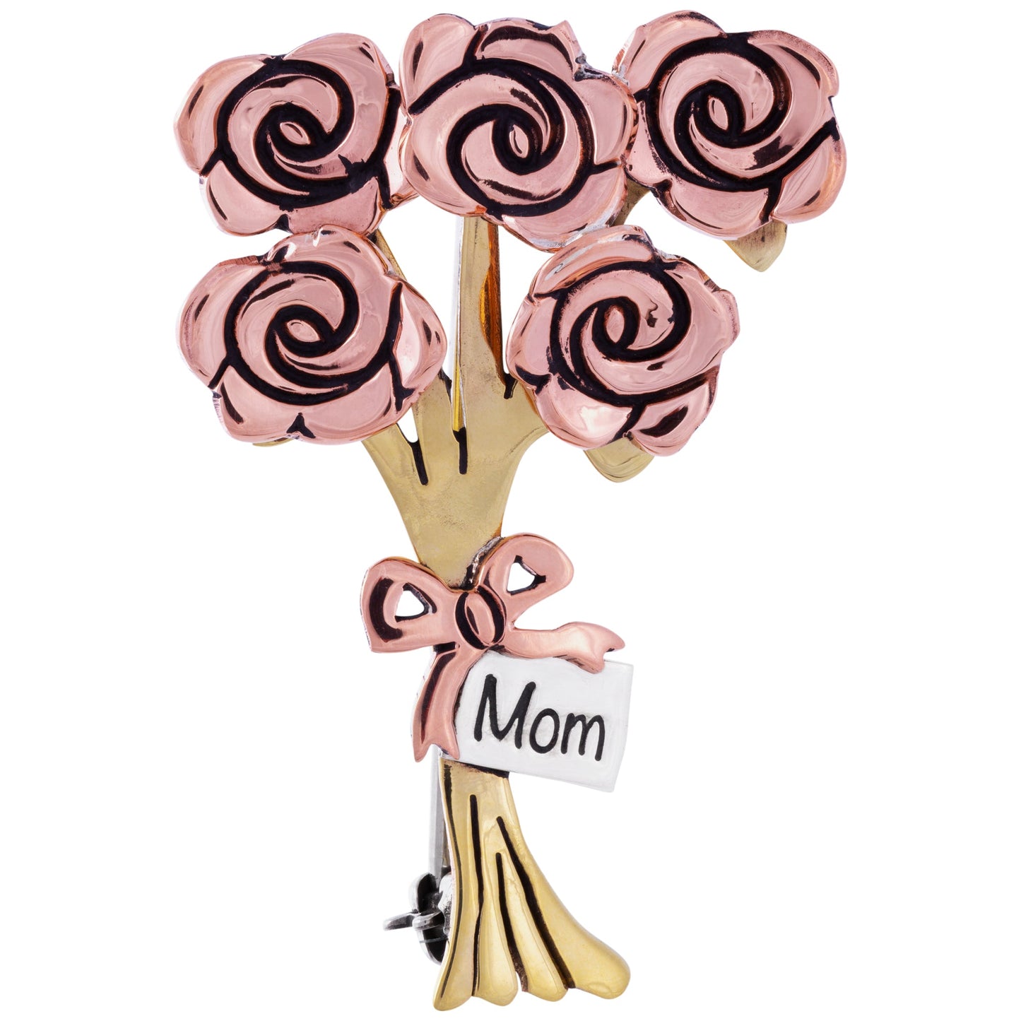 Mom Rose Bouquet Mixed Metal Pin