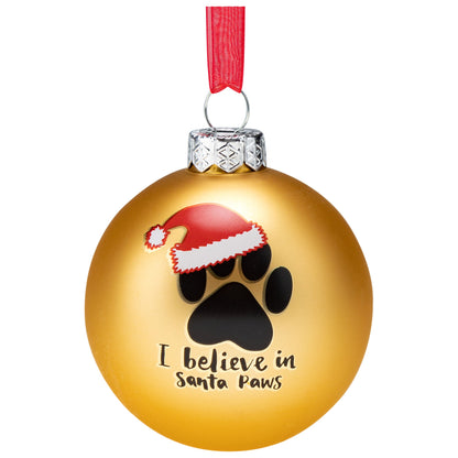 I Believe in Santa Paws Glass Ornament