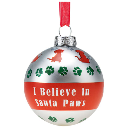 I Believe in Santa Paws Glass Ornament