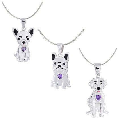 Sterling & Crystal Pup Necklace