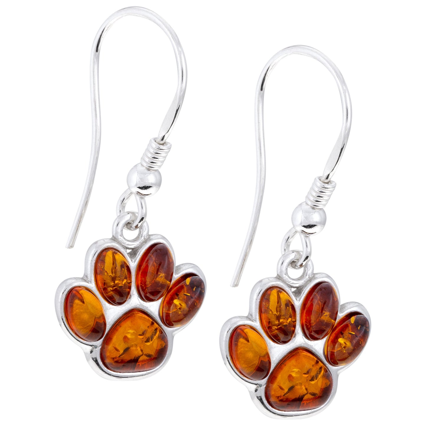 Sterling & Amber Paw Print Earrings