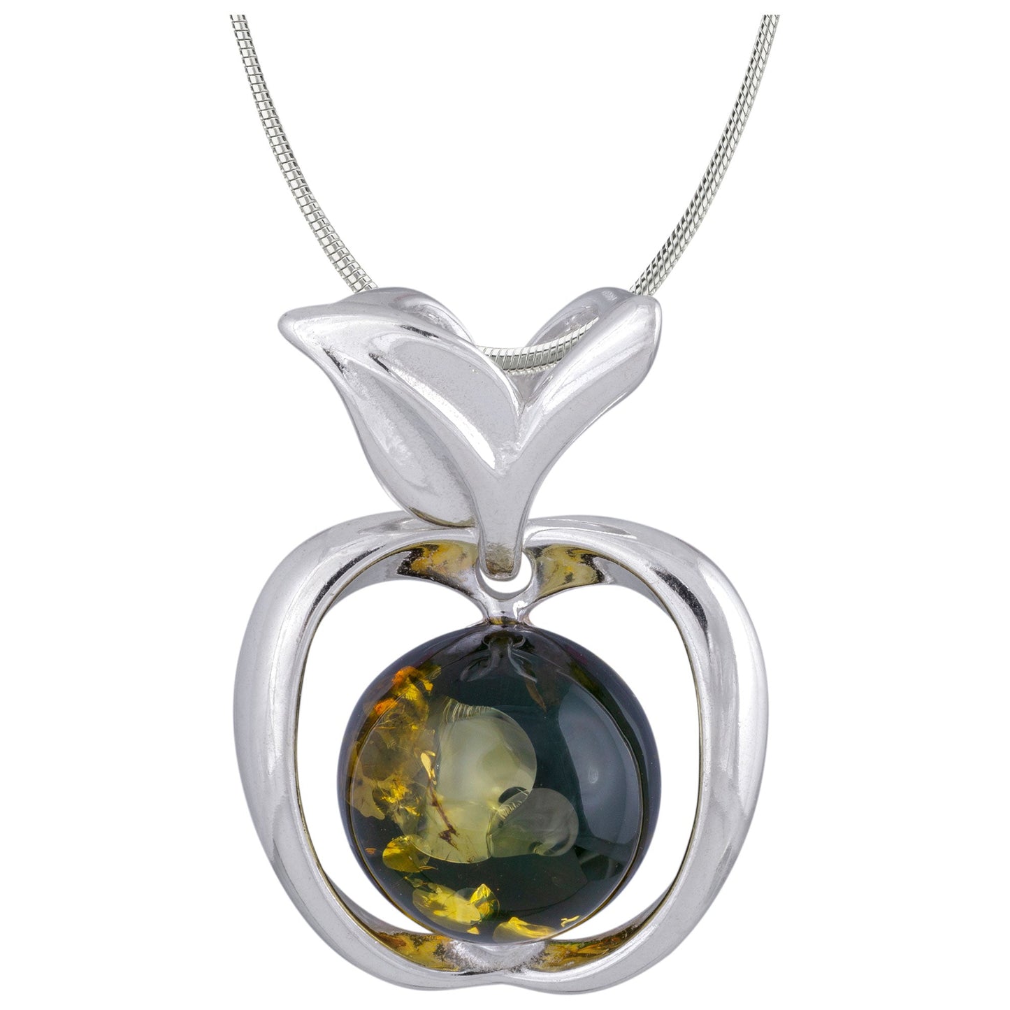 Sterling & Amber Apple Necklace