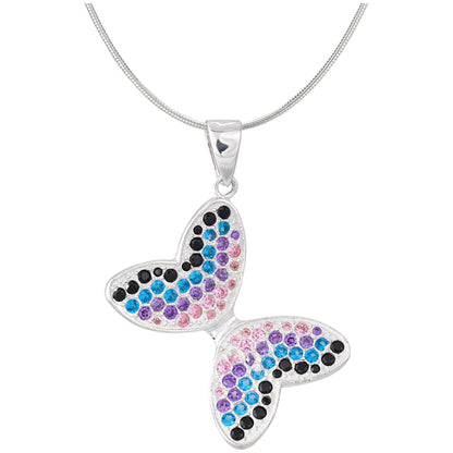 Fluttering Friends Sterling & Crystal Necklace