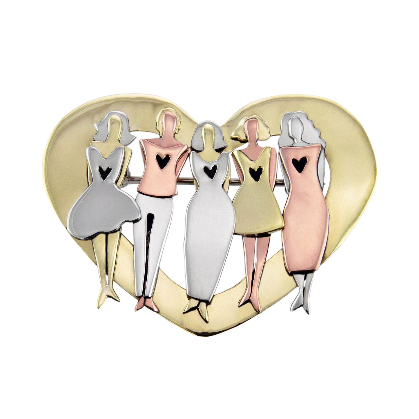 Sisters Forever Love Heart Mixed Metal Pin