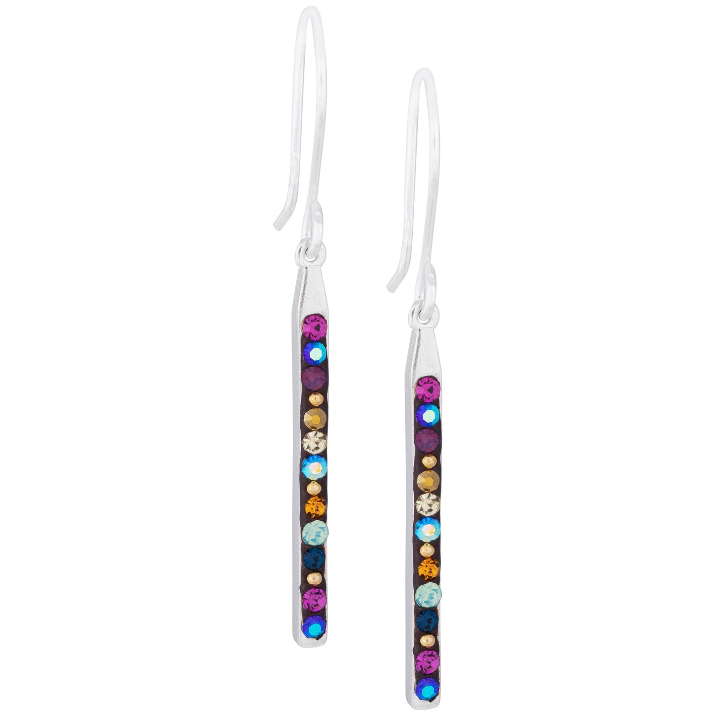 Rainbow Mosaic Crystal Drop Earrings