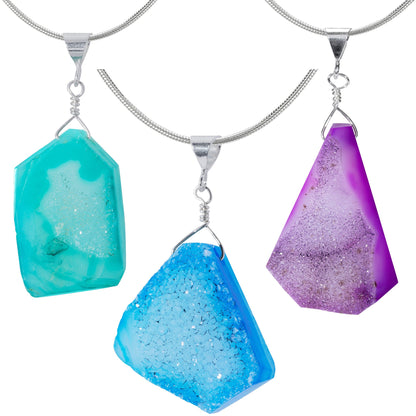 Cool Hues Sterling Silver & Druzy Necklace