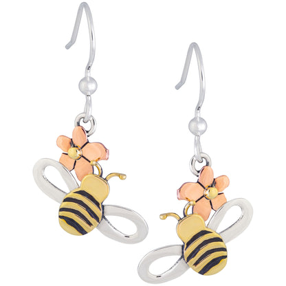 Bee & Flower Mixed Metal Earrings