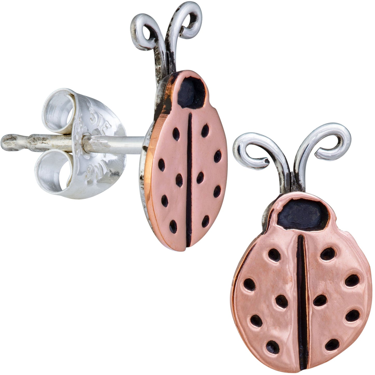 Lucky Ladybug Sterling & Copper Post Earrings